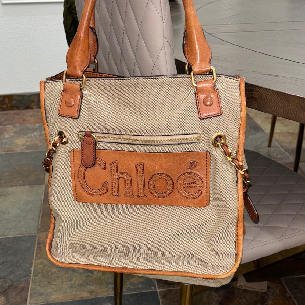 Chloe Tan and Beige Tote Bag